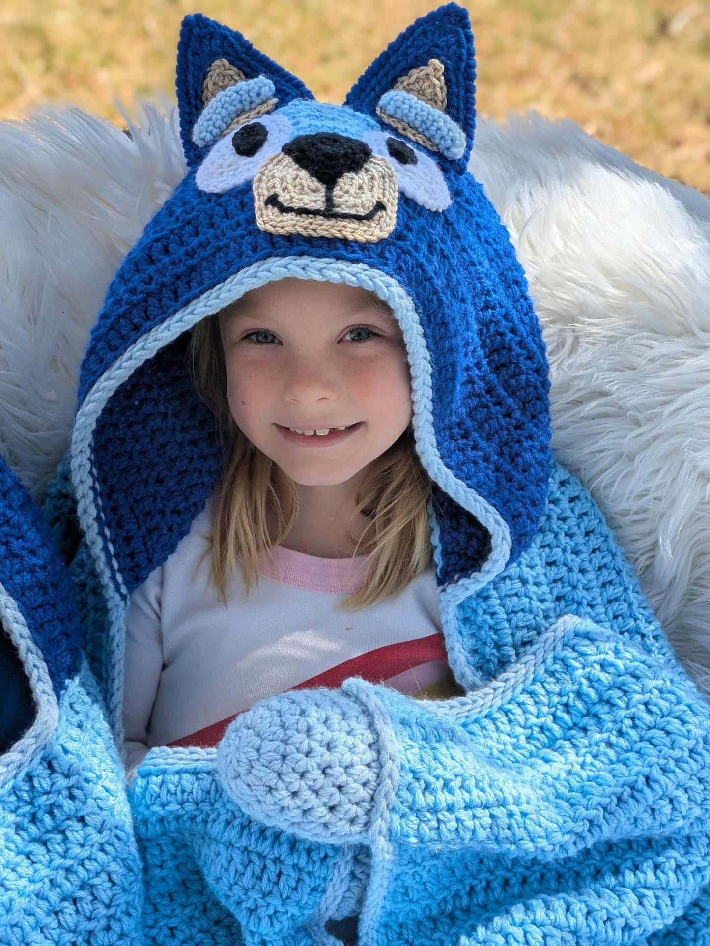 Blue Heeler Dog Hooded Blanket Crochet Pattern & videos PDF