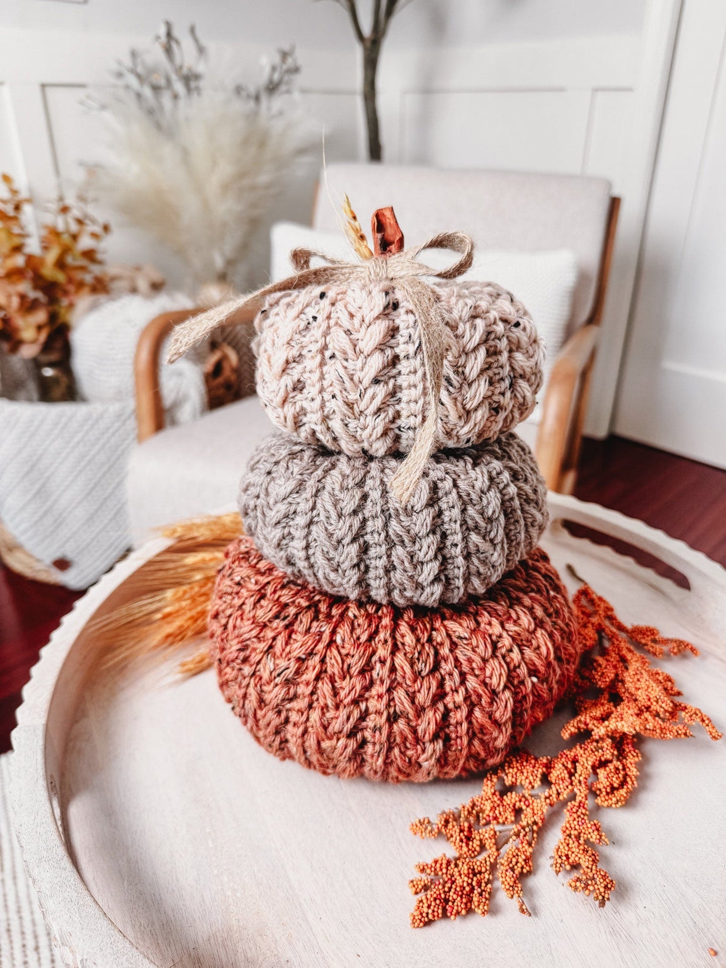 Crochet Pattern + Video – Pumpkin Spice Trio (PDF)