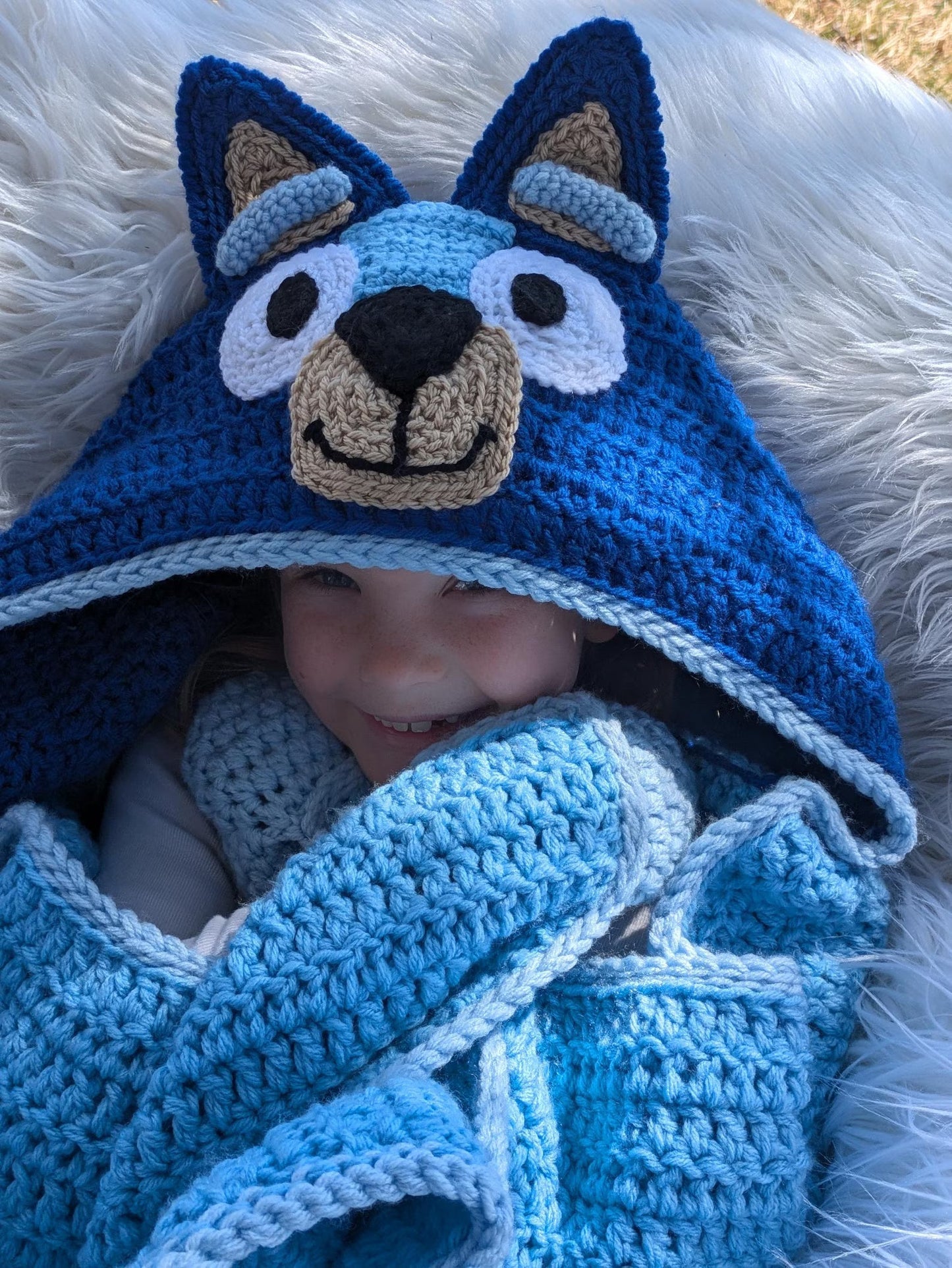Blue Heeler Dog Hooded Blanket Crochet Pattern & videos PDF