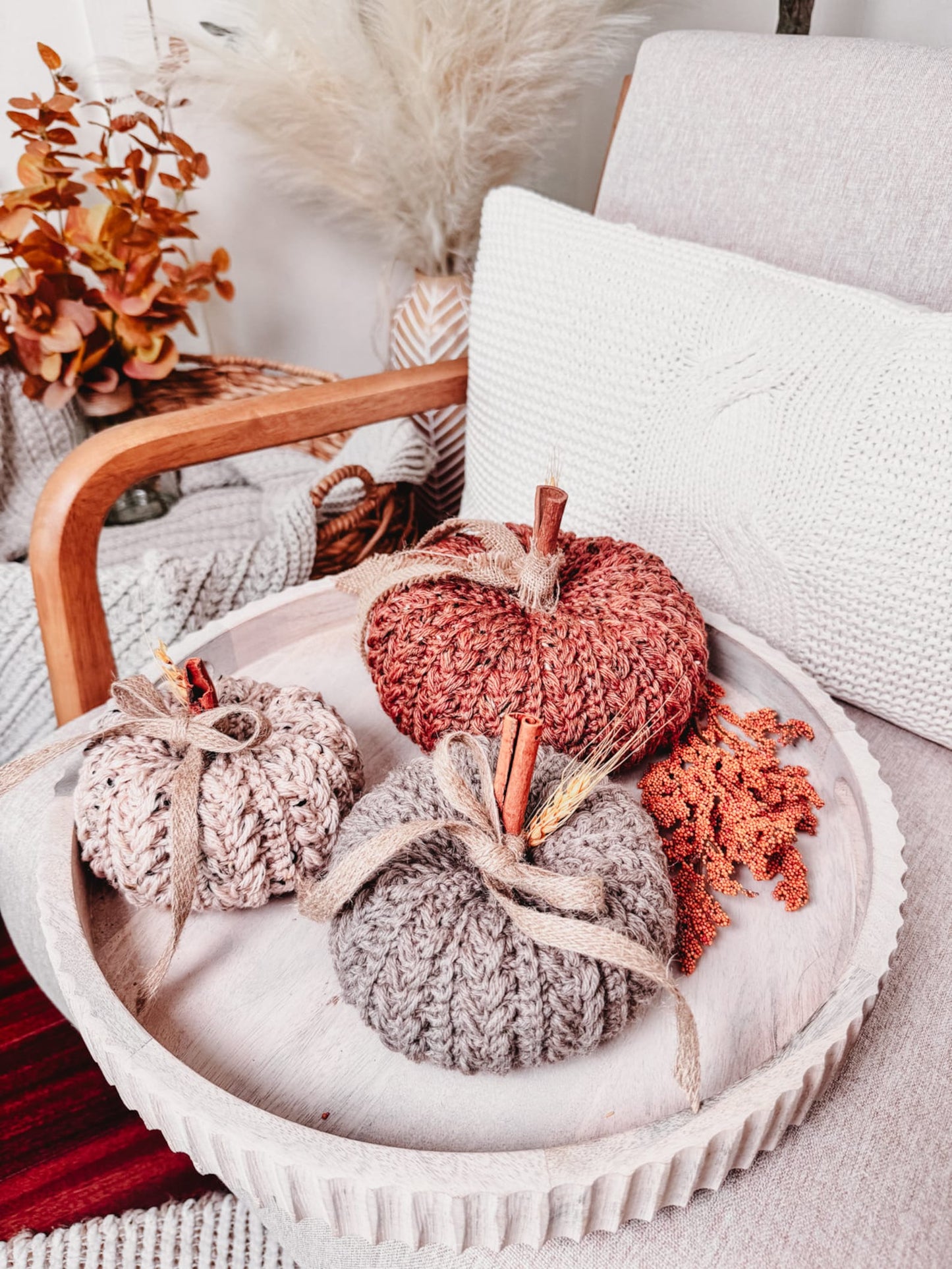 Crochet Pattern + Video – Pumpkin Spice Trio (PDF)