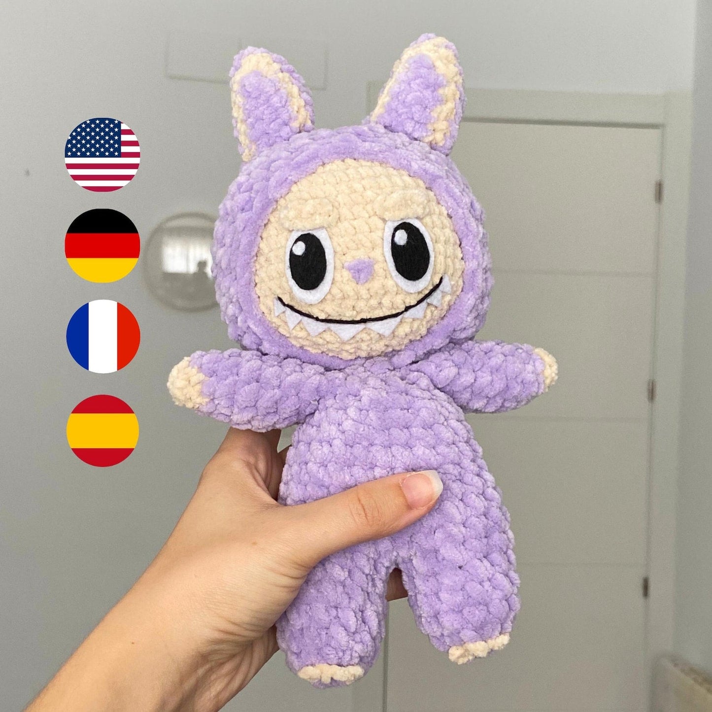 Labubu Inspired Crochet Pattern: Smiling Bunny Amigurumi (PDF Download)