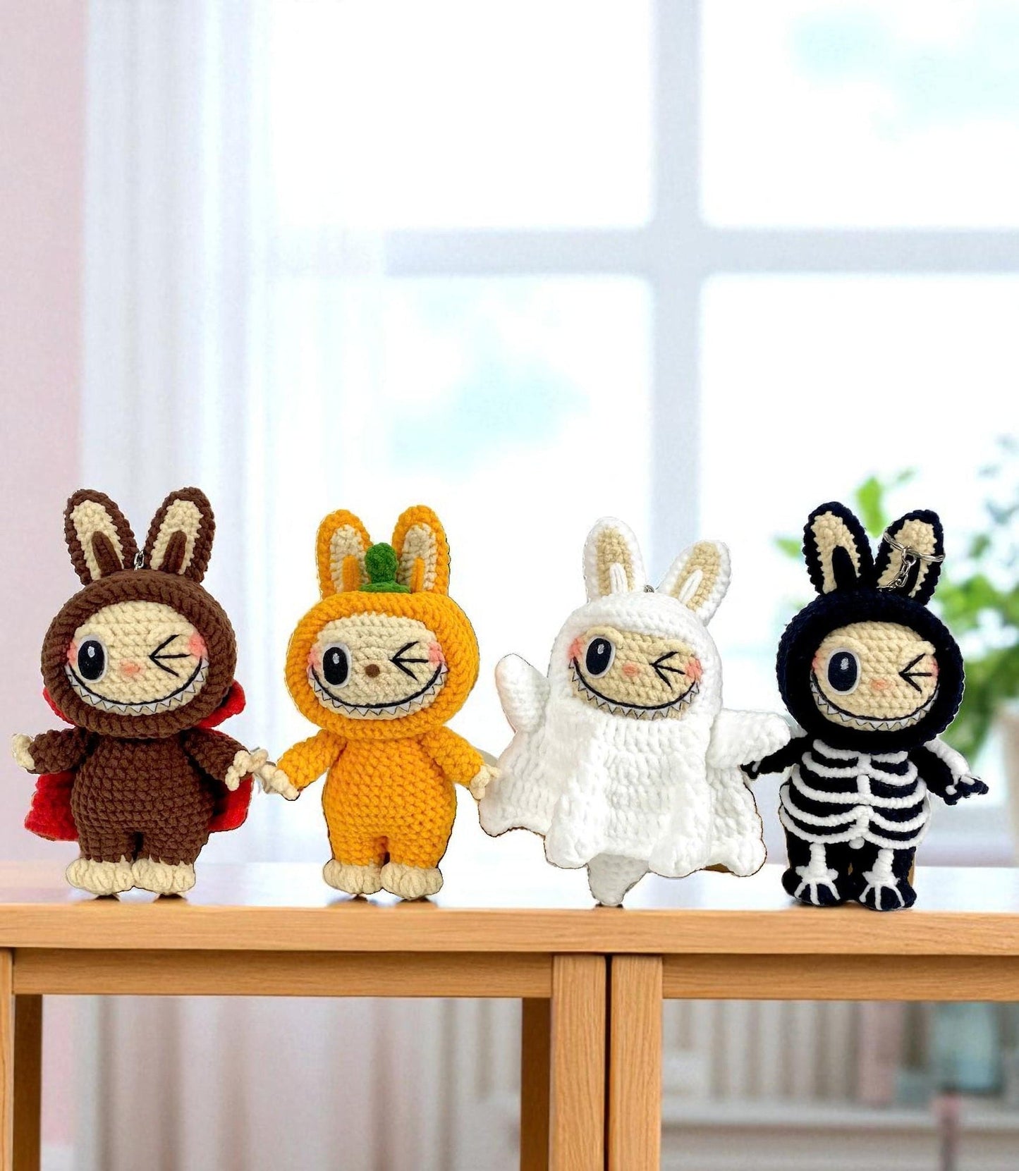 Labubu Skeleton Ghost Pumpkin Dracula Keychain Bundle 4 in 1