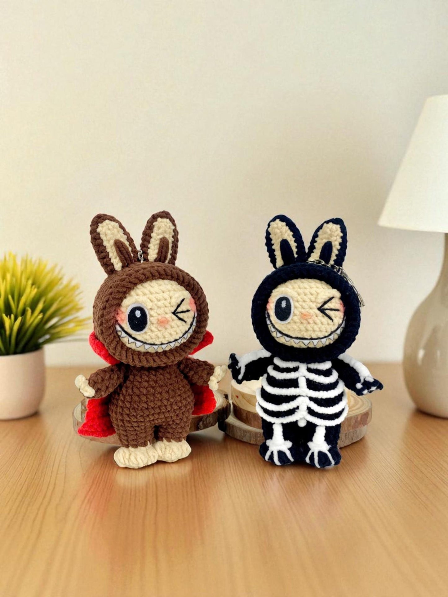 Labubu Skeleton Ghost Pumpkin Dracula Keychain Bundle 4 in 1