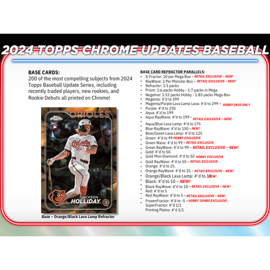 2024 Topps Chrome Update Series Baseball Hobby 6 Box Case